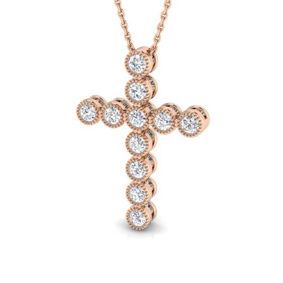 Round Diamond Cross Pendant