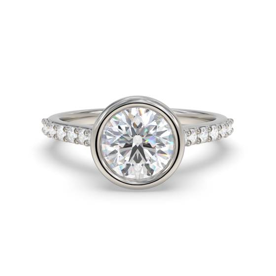 Round Bezel Set Shoulder Set Engagement Ring