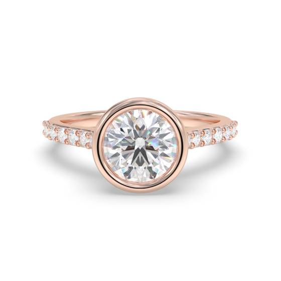 Round Bezel Set Shoulder Set Engagement Ring