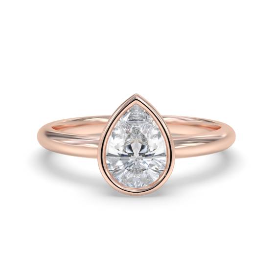 Pear Bezel Set Solitaire Engagement Ring