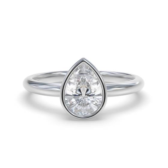 Pear Bezel Set Solitaire Engagement Ring