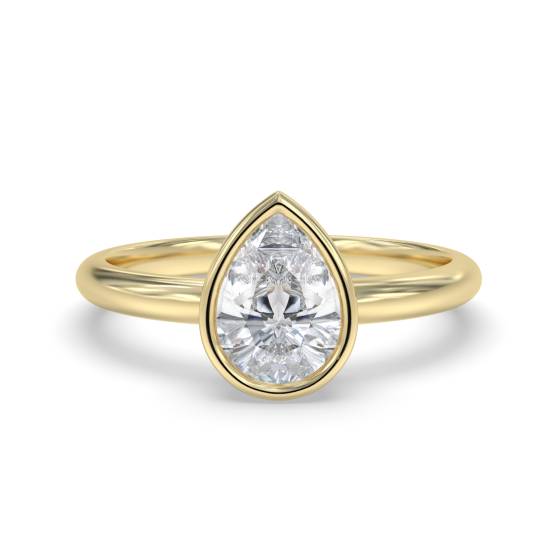 Pear Bezel Set Solitaire Engagement Ring
