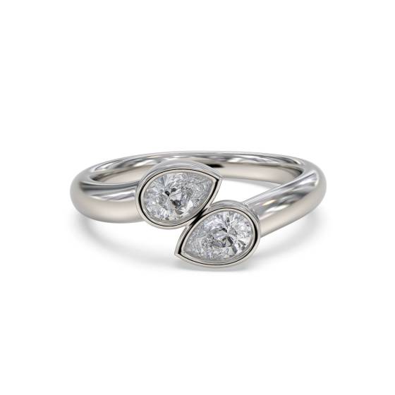 2 Stone Toi Et Moi Diamond Bezel Set Ring