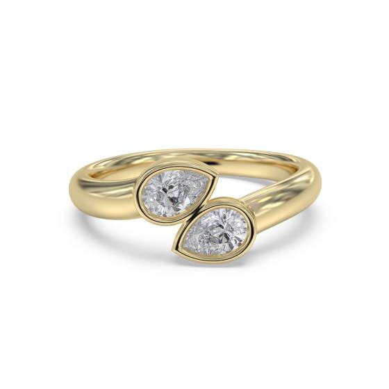 2 Stone Toi Et Moi Diamond Bezel Set Ring