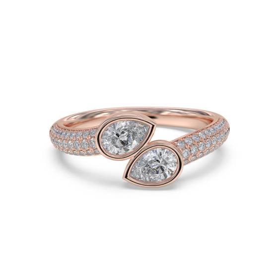 2 Stone Toi Et Moi Diamond Bezel Set Ring