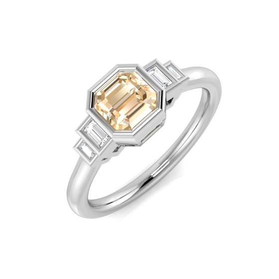 Cushion Cut Morganite Gemstone Bezel Set Ring