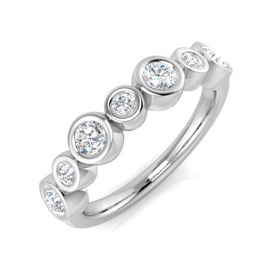 Round Cut 7 Stone Bezel Set Diamond Ring