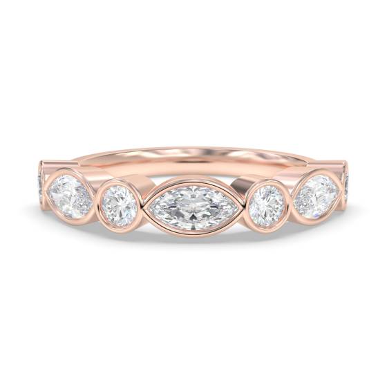 Round and Marquise Bezel Set Half Eternity Ring