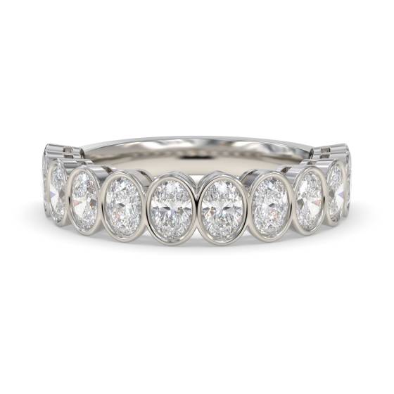 Oval Diamond Bezel Set Half Eternity Ring