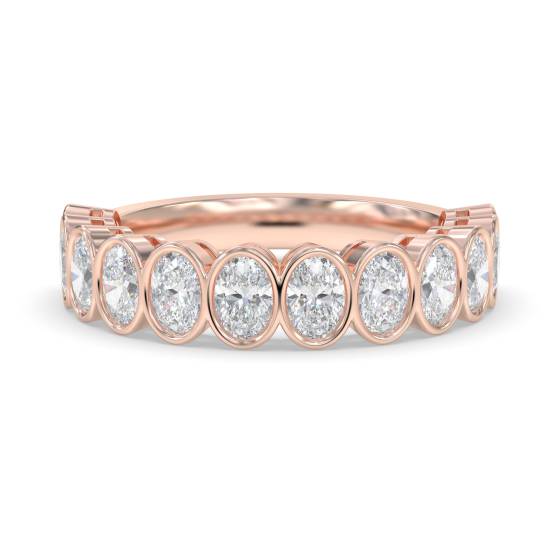 Oval Diamond Bezel Set Half Eternity Ring