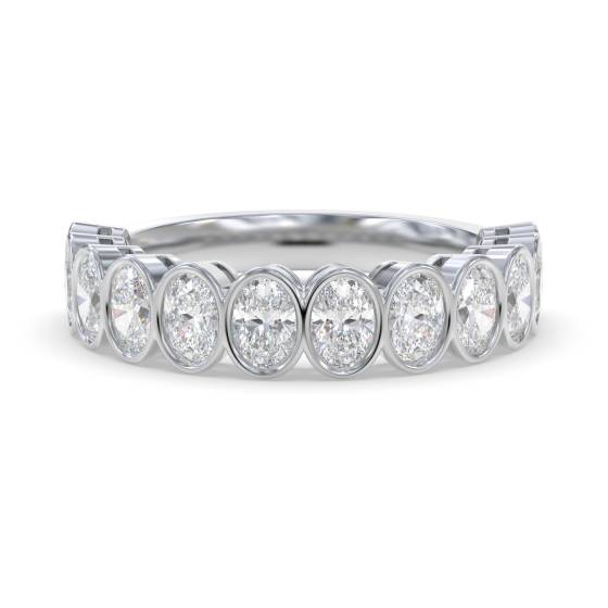 Oval Diamond Bezel Set Half Eternity Ring