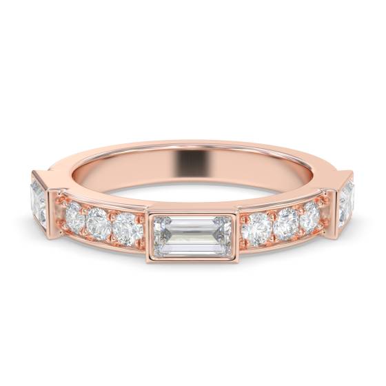 Baguette and Round Bezel Set Diamond Ring