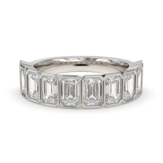 Emerald Diamond Bezel Set Half Eternity Ring