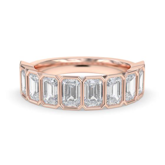 Emerald Diamond Bezel Set Half Eternity Ring