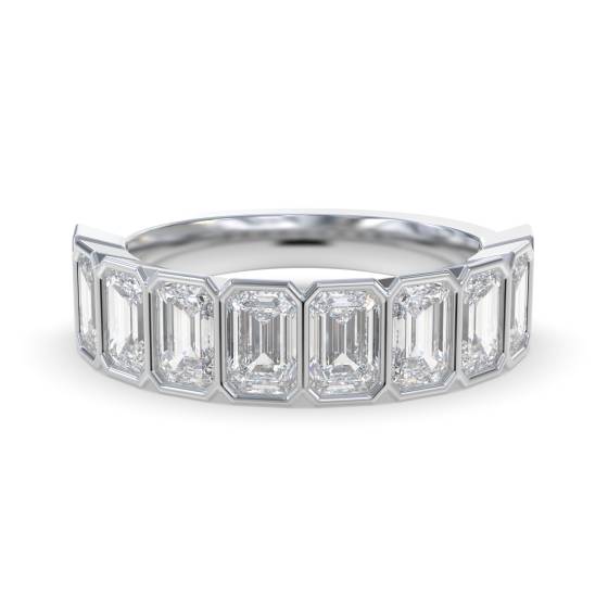 Emerald Diamond Bezel Set Half Eternity Ring