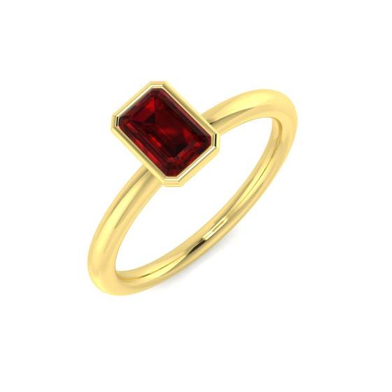 Emerald Cut Ruby Gemstone Bezel Set Solitaire Ring