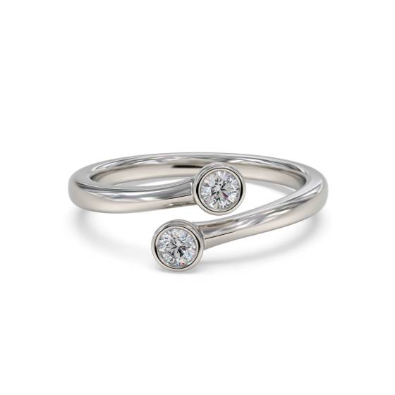 2 Stone Toi Et Moi Diamond Bezel Set Ring