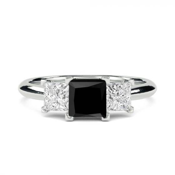 Princess Black Diamond Trilogy Ring