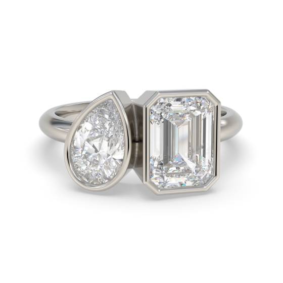 Two Stone Diamond Bezel Set Ring