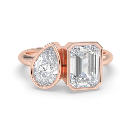 Two Stone Diamond Bezel Set Ring