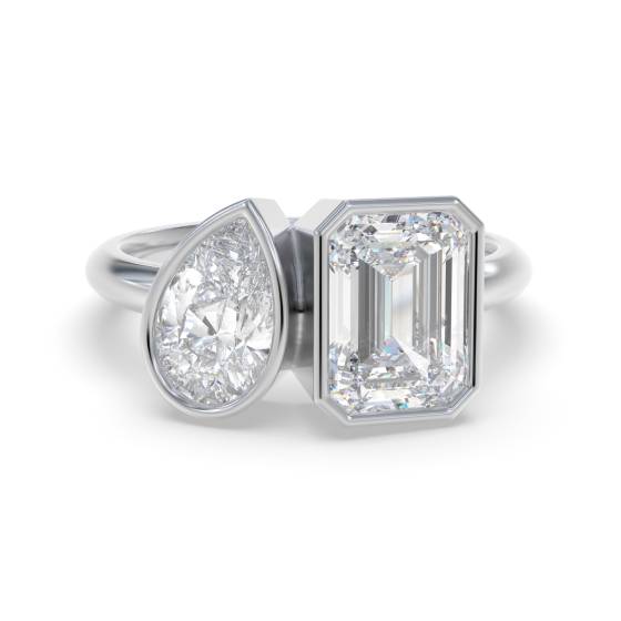 Two Stone Diamond Bezel Set Ring