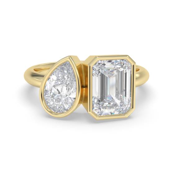 Two Stone Diamond Bezel Set Ring