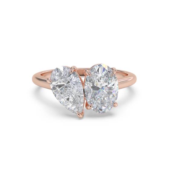 Pear and Oval Two Stone Diamond Ring