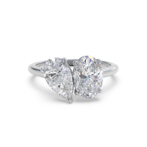 Pear and Oval Two Stone Diamond Ring