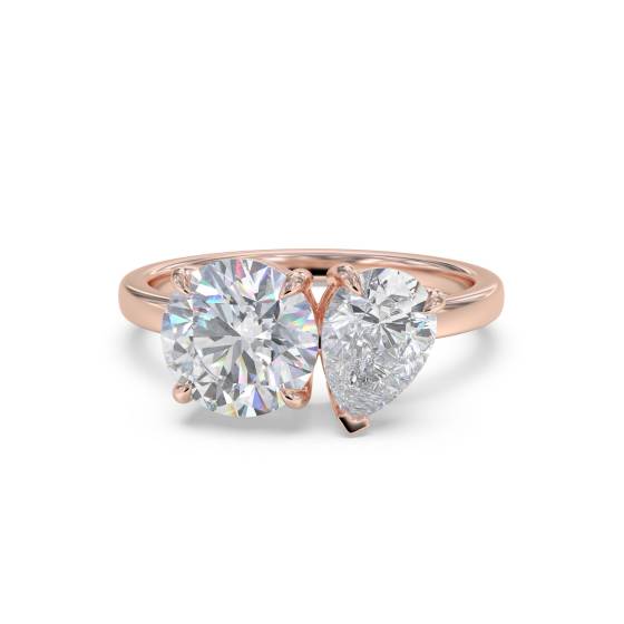 Round and Pear Two Stone Diamond Ring