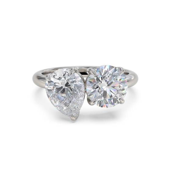 Pear and Round Two Stone Diamond Ring