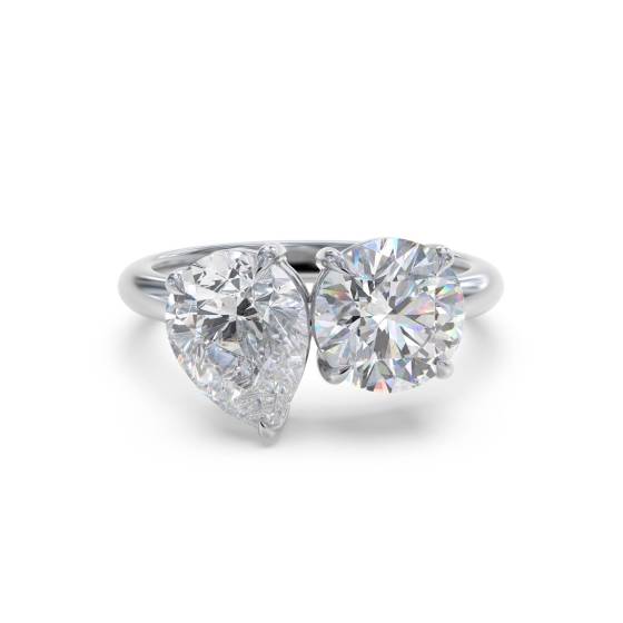 Pear and Round Two Stone Diamond Ring