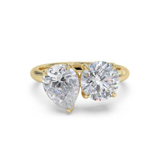 Pear and Round Two Stone Diamond Ring