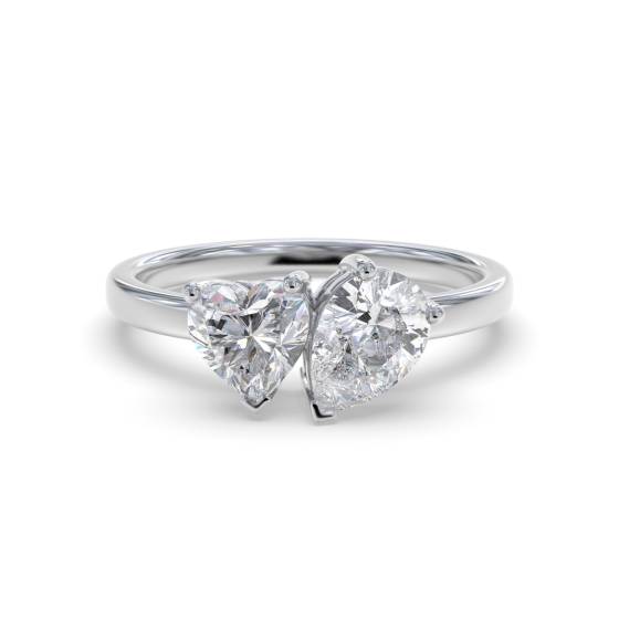 Heart and Pear Two Stone Diamond Ring
