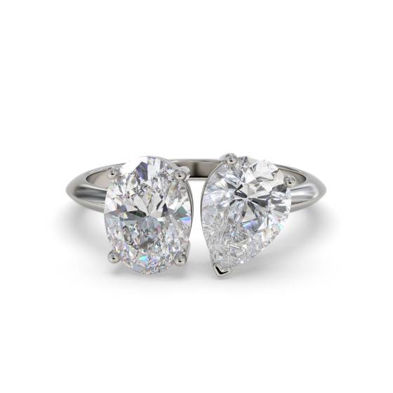 Oval and Pear Two Stone Diamond Ring