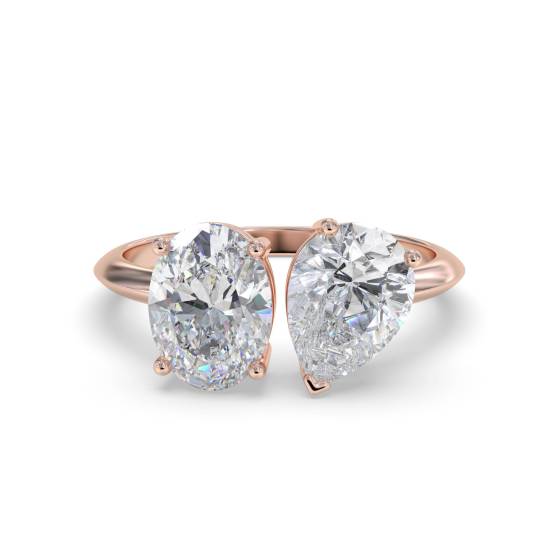 Oval and Pear Two Stone Diamond Ring