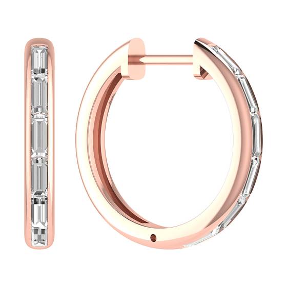 Baguette Cut Diamond Hoop Earrings