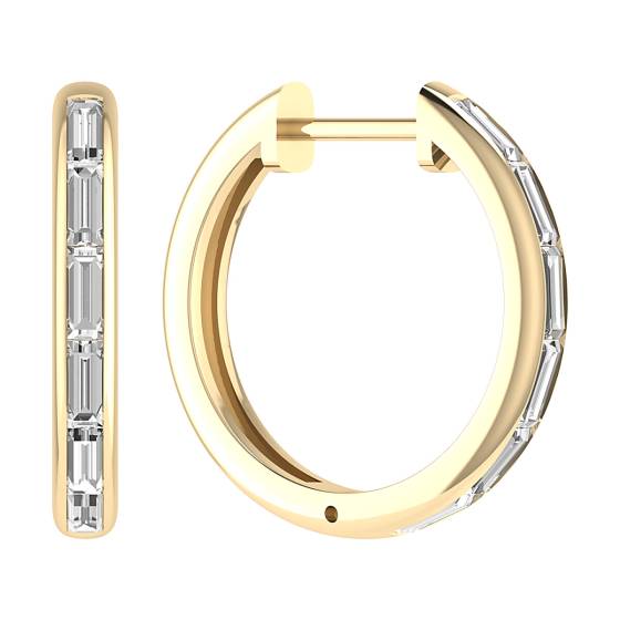 Baguette Cut Diamond Hoop Earrings