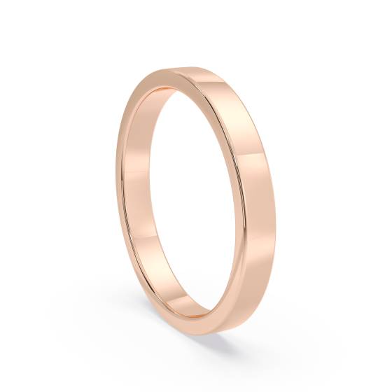 DHWAL25 Flat Wedding Ring - 2.5mm width, Medium depth