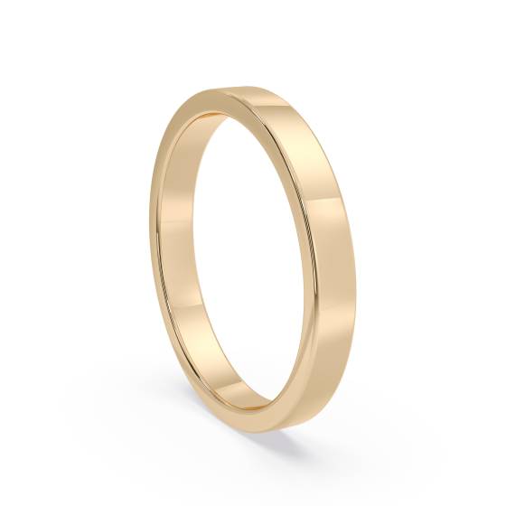 DHWAL25 Flat Wedding Ring - 2.5mm width, Medium depth
