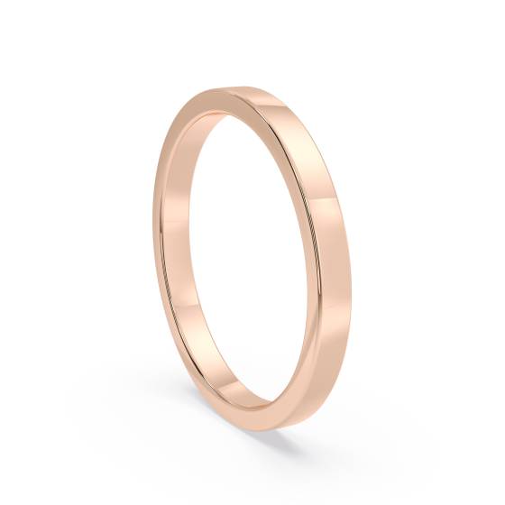 DHWAL2 Flat Wedding Ring - 2mm width, Medium depth