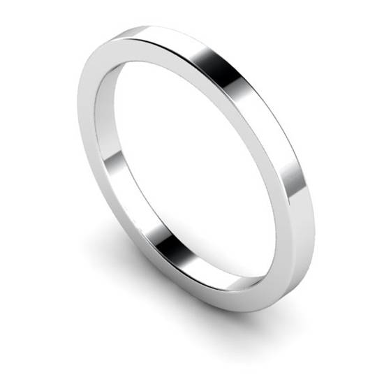 DHWAL2 Flat Wedding Ring - 2mm width, Medium depth