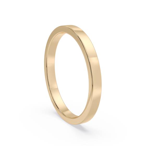 DHWAL2 Flat Wedding Ring - 2mm width, Medium depth