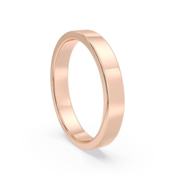 DHWAL3 Flat Wedding Ring - 3mm width, Medium depth