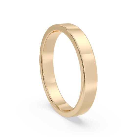 DHWAL3 Flat Wedding Ring - 3mm width, Medium depth