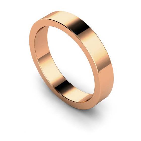 DHWAL4 Flat Wedding Ring - 4mm width, Medium depth