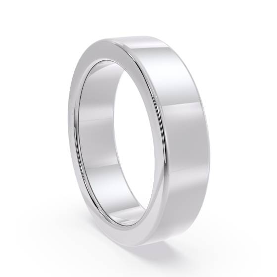 DHWAL5 Flat Wedding Ring - 5mm width, Medium depth