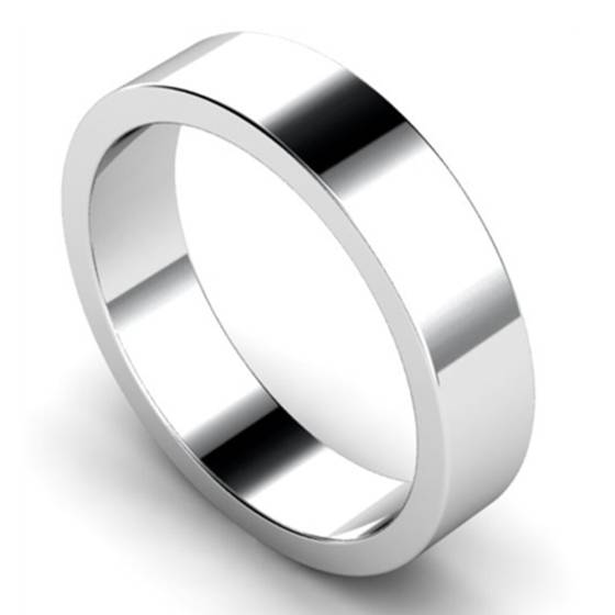 DHWAL5 Flat Wedding Ring - 5mm width, Medium depth