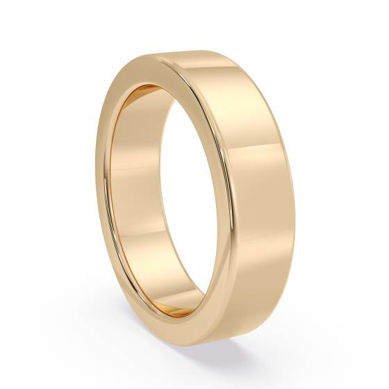 DHWAL5 Flat Wedding Ring - 5mm width, Medium depth