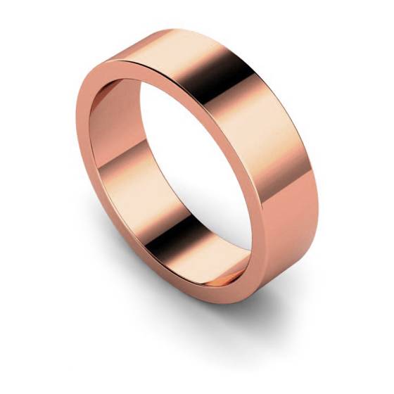 DHWAL6 Flat Wedding Ring - 6mm width, Medium depth