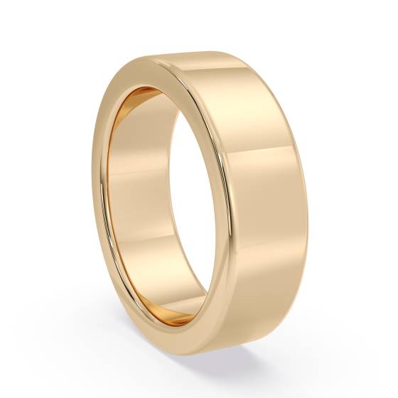 DHWAL6 Flat Wedding Ring - 6mm width, Medium depth